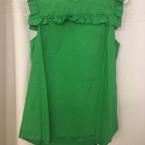 Apple Green J. Crew Ruffle Sleeveless Blouse - Picture 2 of 3